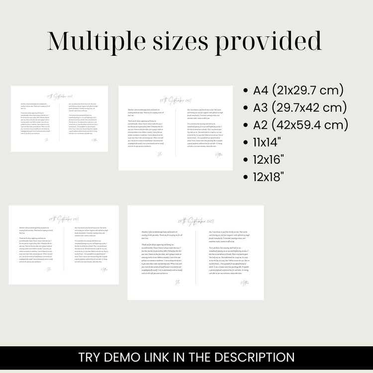 Modern Minimal Wedding Vows Wall Art Horizontal Digital Template comes in multiple sizes
