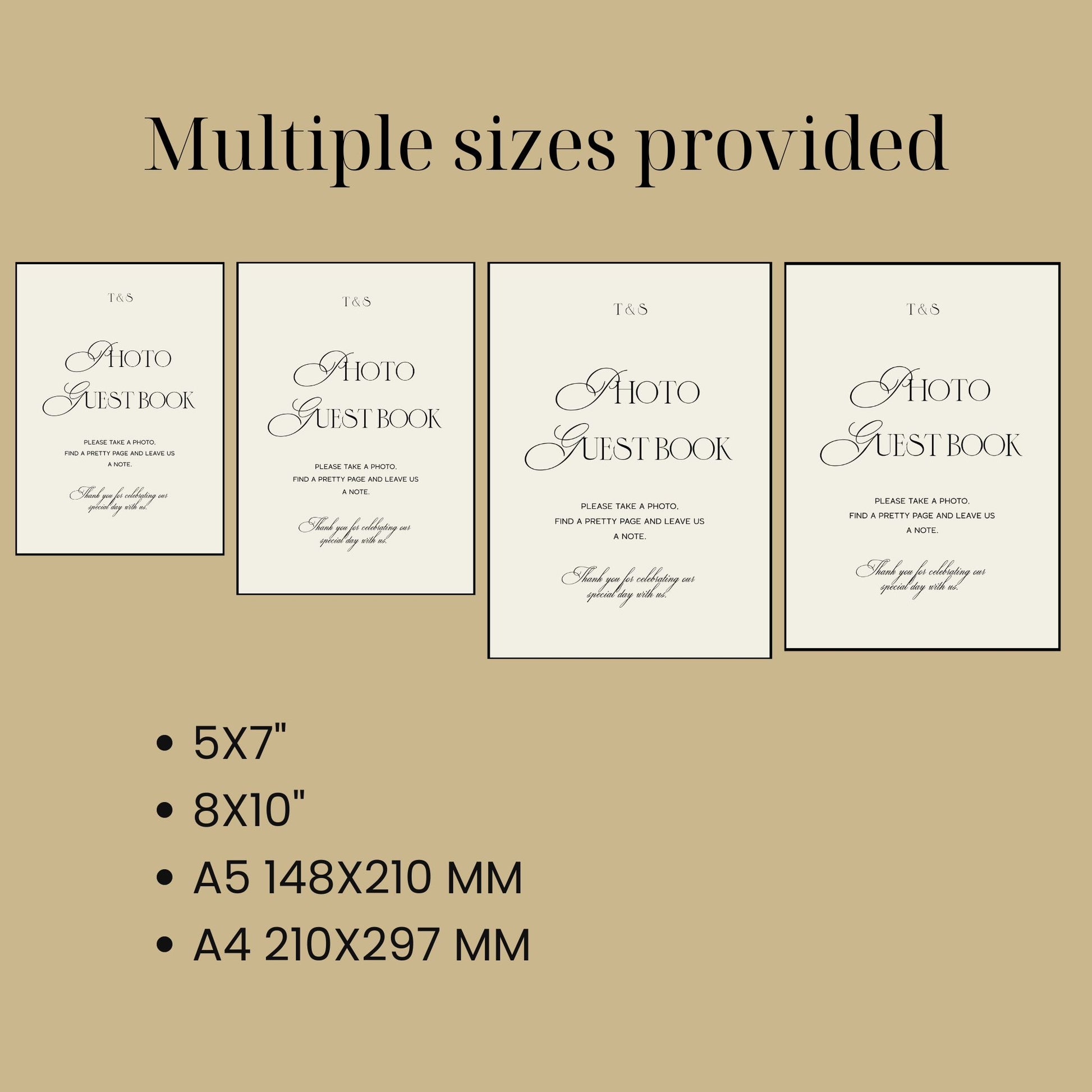 customizable modern vintage inspired wedding_photo_guest_book_Signage_digital template comes in multiple sizes