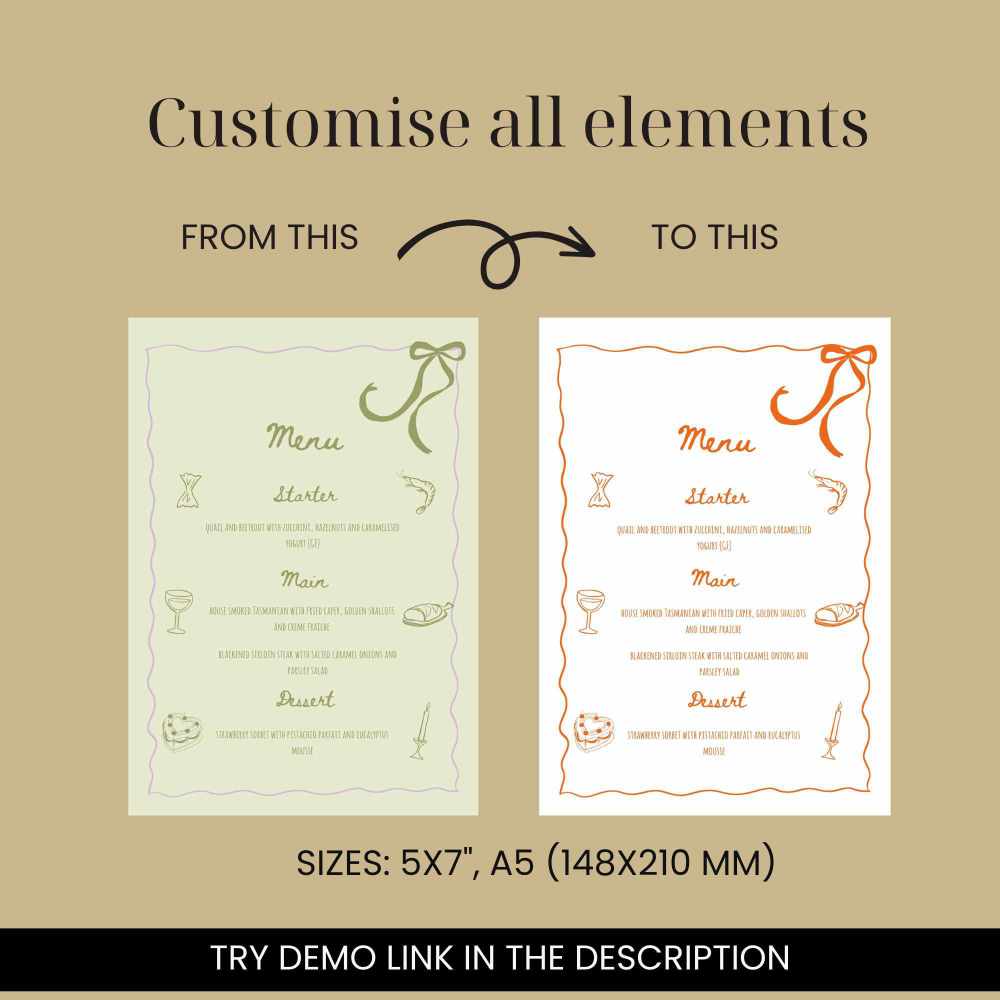 customizable whimsical Hand drawn Sage Green tent and flat Place Card Set Template