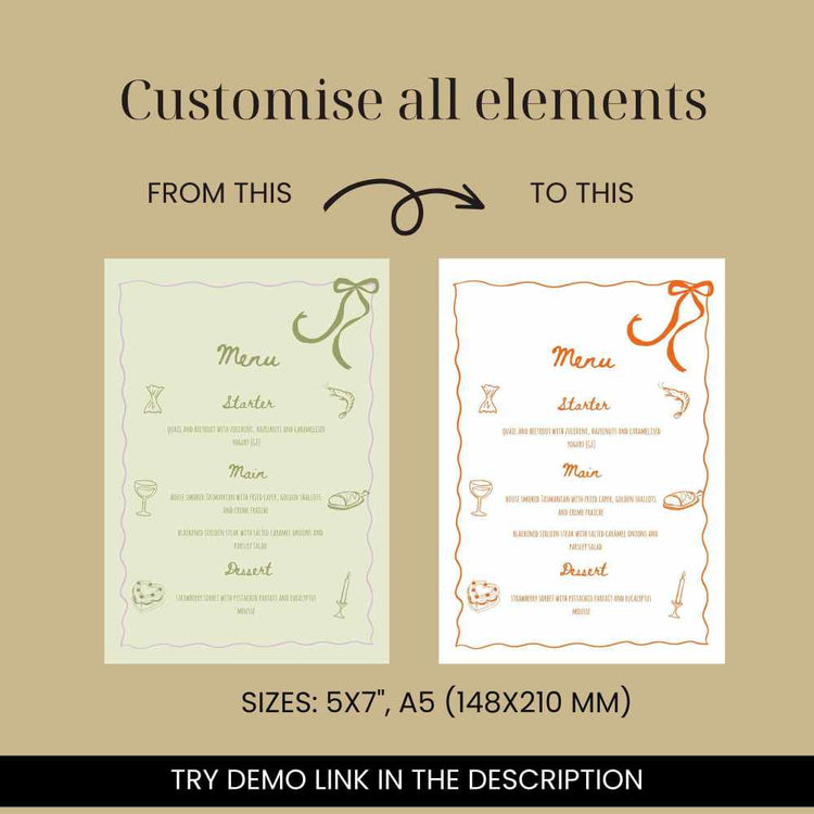 customizable whimsical Hand drawn Sage Green tent and flat Place Card Set Template