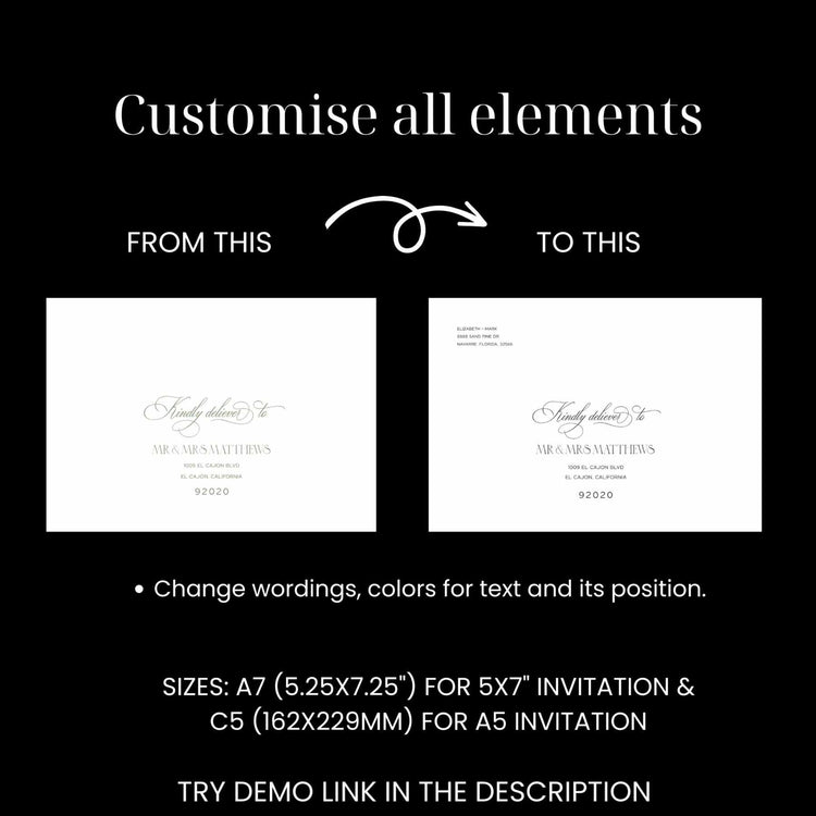 Printable Wedding Envelope Address Template | Chic Editorial