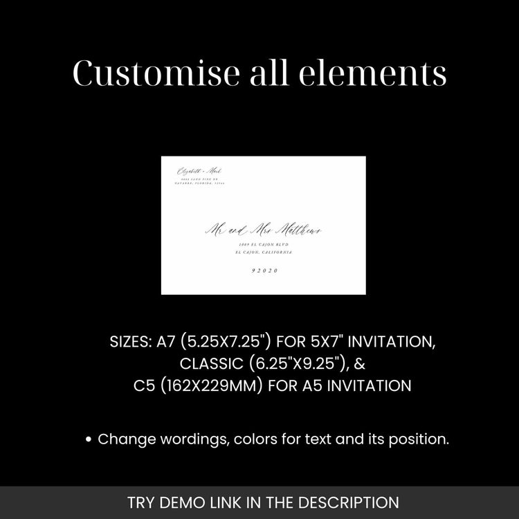 Wedding Envelope Address Template | Elegant Calligraphy