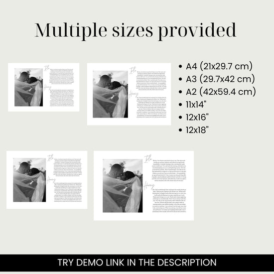 Modern Landscape Wedding Photo Wedding Vows Wall Art Template comes in multiple sizes