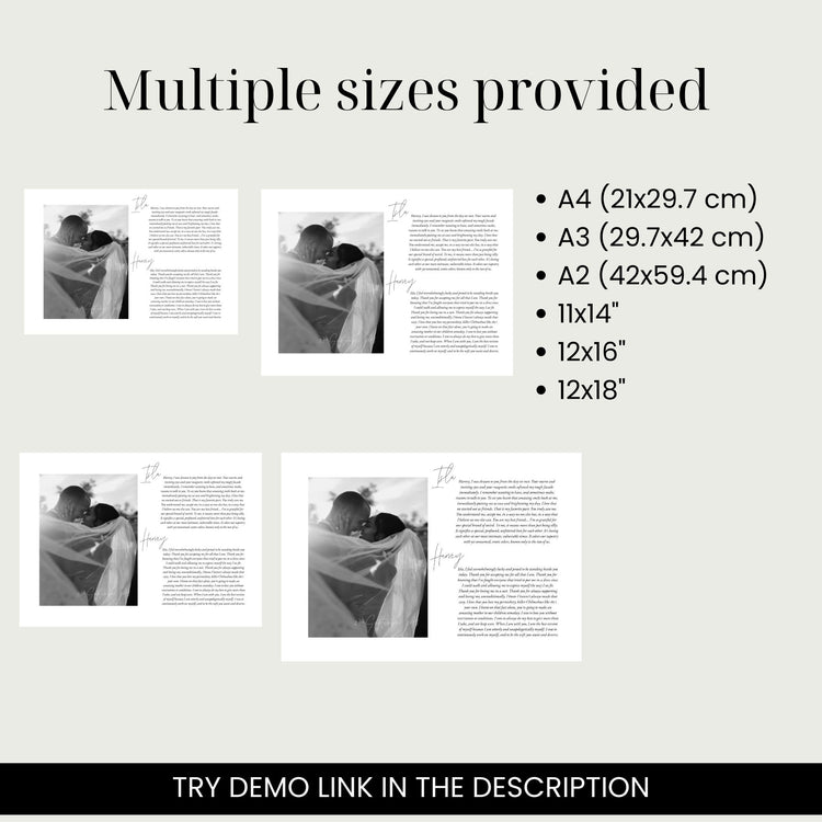 Modern Landscape Wedding Photo Wedding Vows Wall Art Template comes in multiple sizes