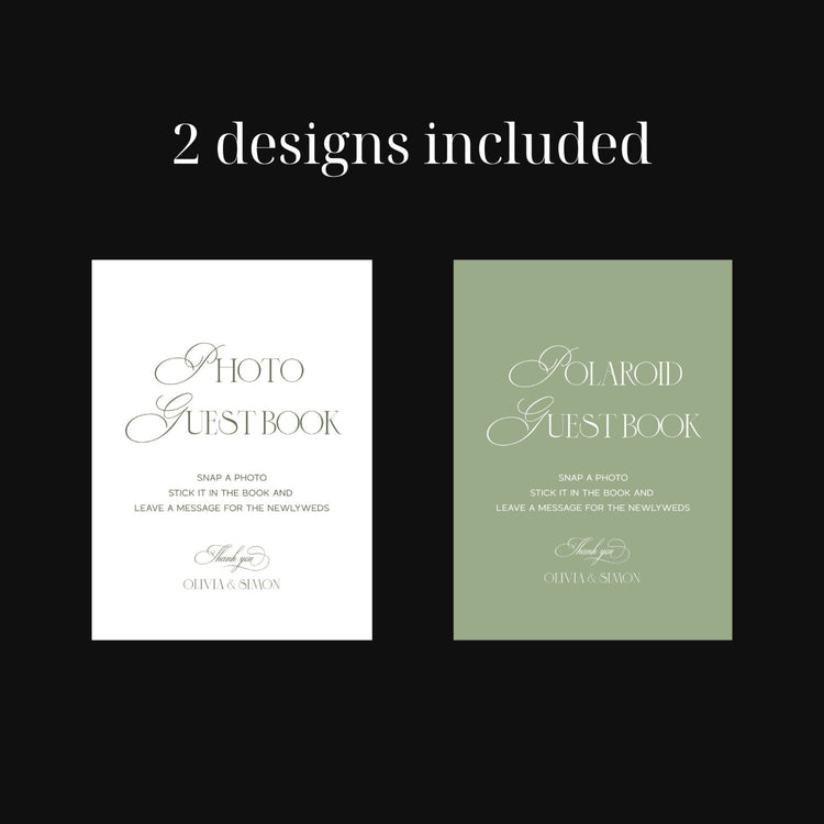 Sage Green Wedding Photo Guest Book Sign Template