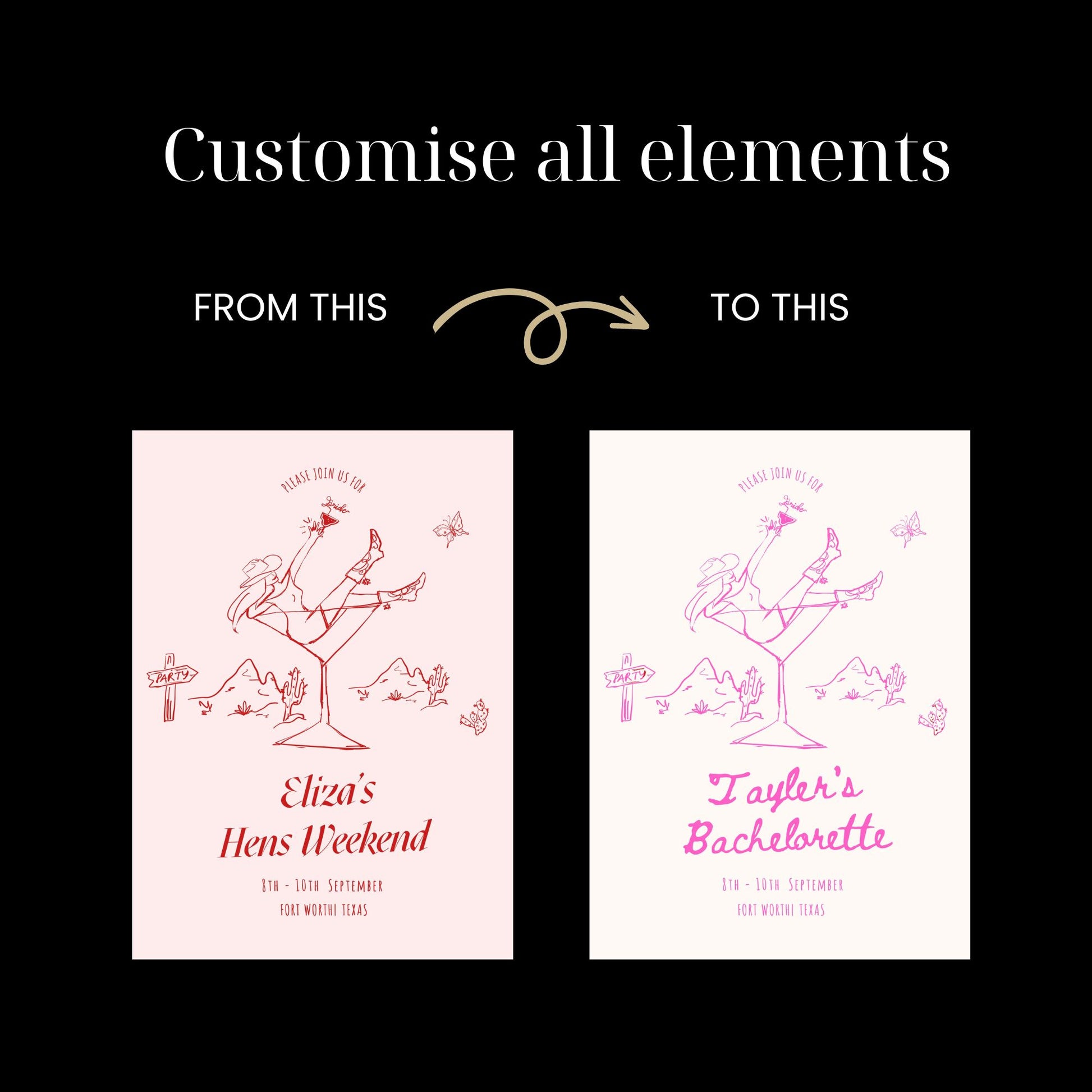 editable bachelorrette weekend invitation, printable hens party invite