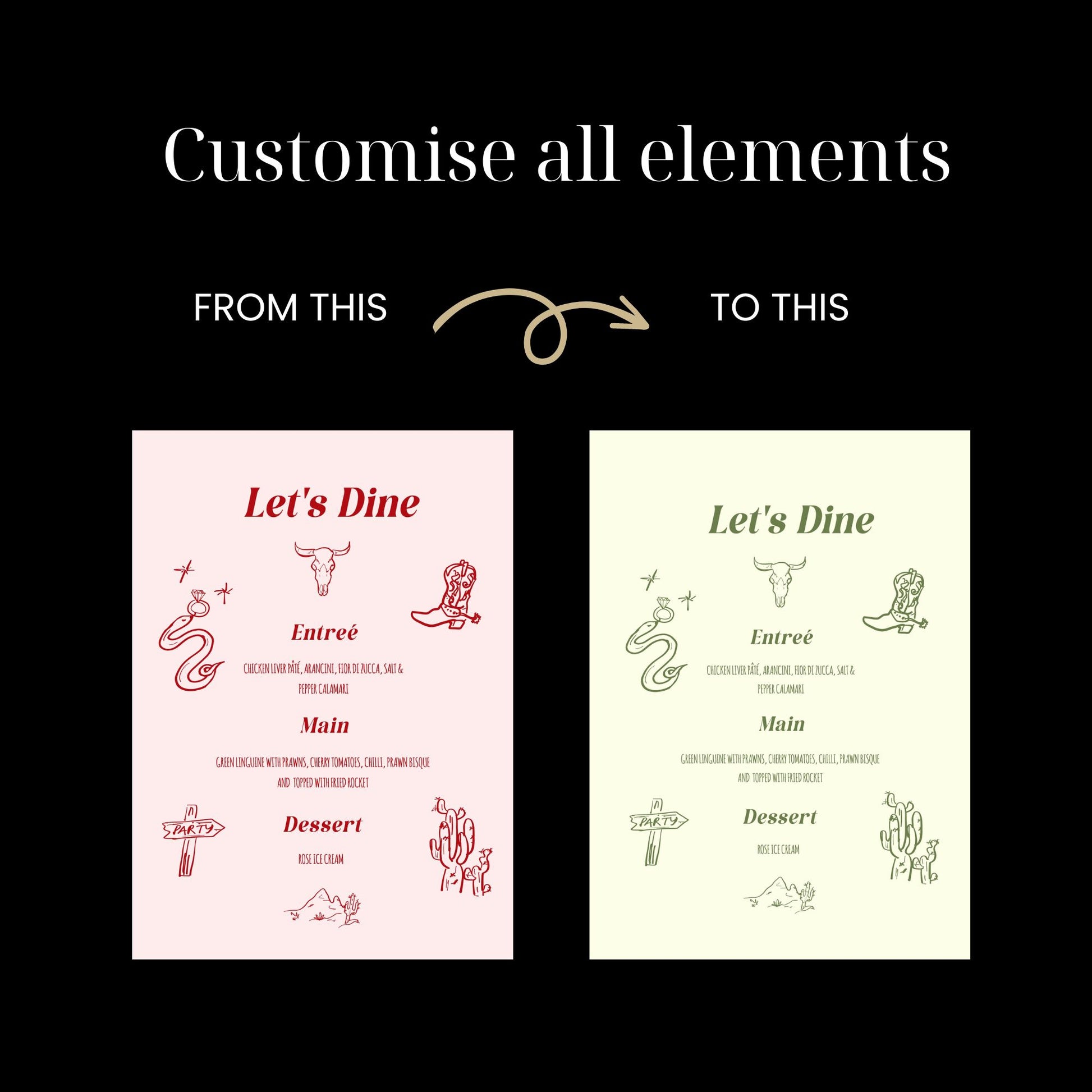 last rodeo themed hens party menu card printable template