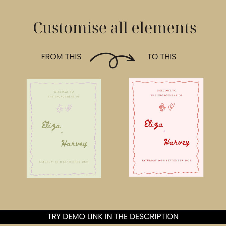 Whimsical Sage Green Engagement Welcome Sign Template