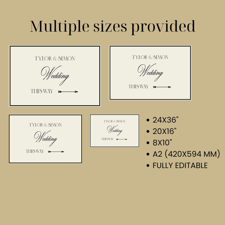 Wedding direction signs with customizable sizes 