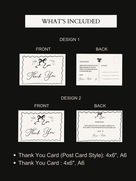 customizable Whimsical Hand drawn bow cherubs Thank You Card digital Template