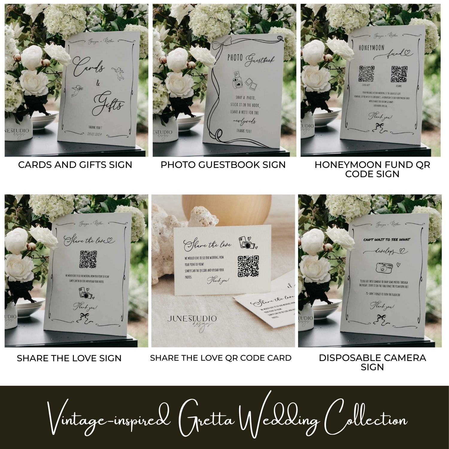 french inspired Whimsical Hand drawn Wedding Day stationary and signs bundle digital template
