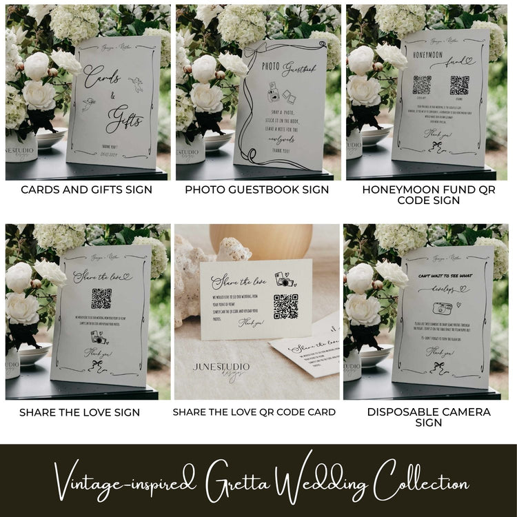 french inspired Whimsical Hand drawn Wedding Day stationary and signs bundle digital template