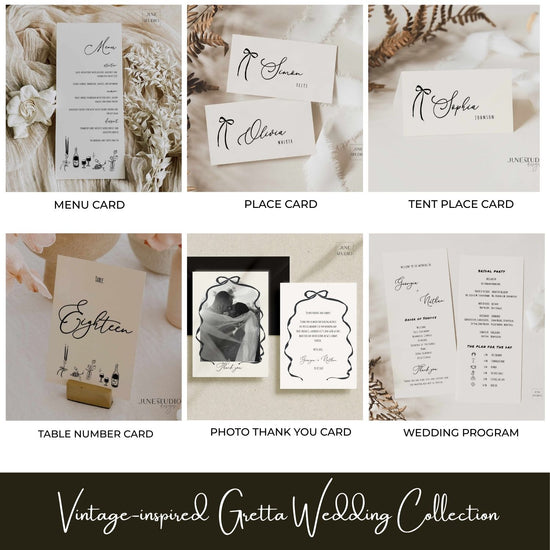 french vintage inspired Whimsical Hand drawn Wedding Day stationery and signs bundle digital template