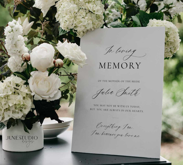 elegant Memorial sign for the mother of the bride customizable template