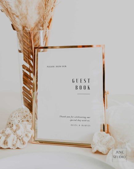 modern minimalist wedding guest book sign digital template
