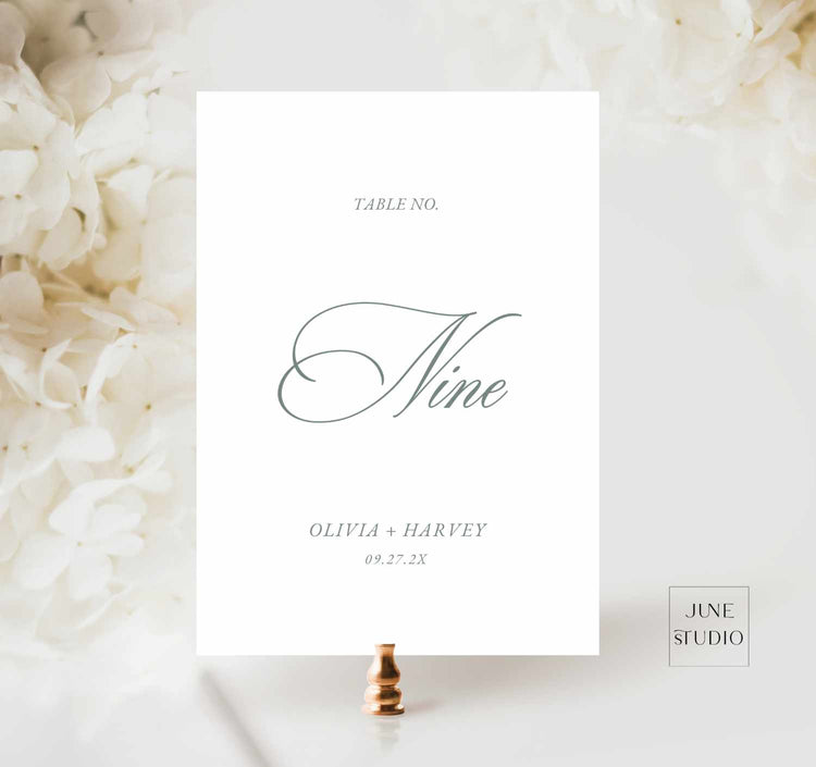 Timeless Wedding Table Number Sign Template