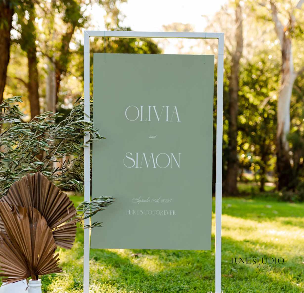 modern luxury sage green wedding welcome sign printable template