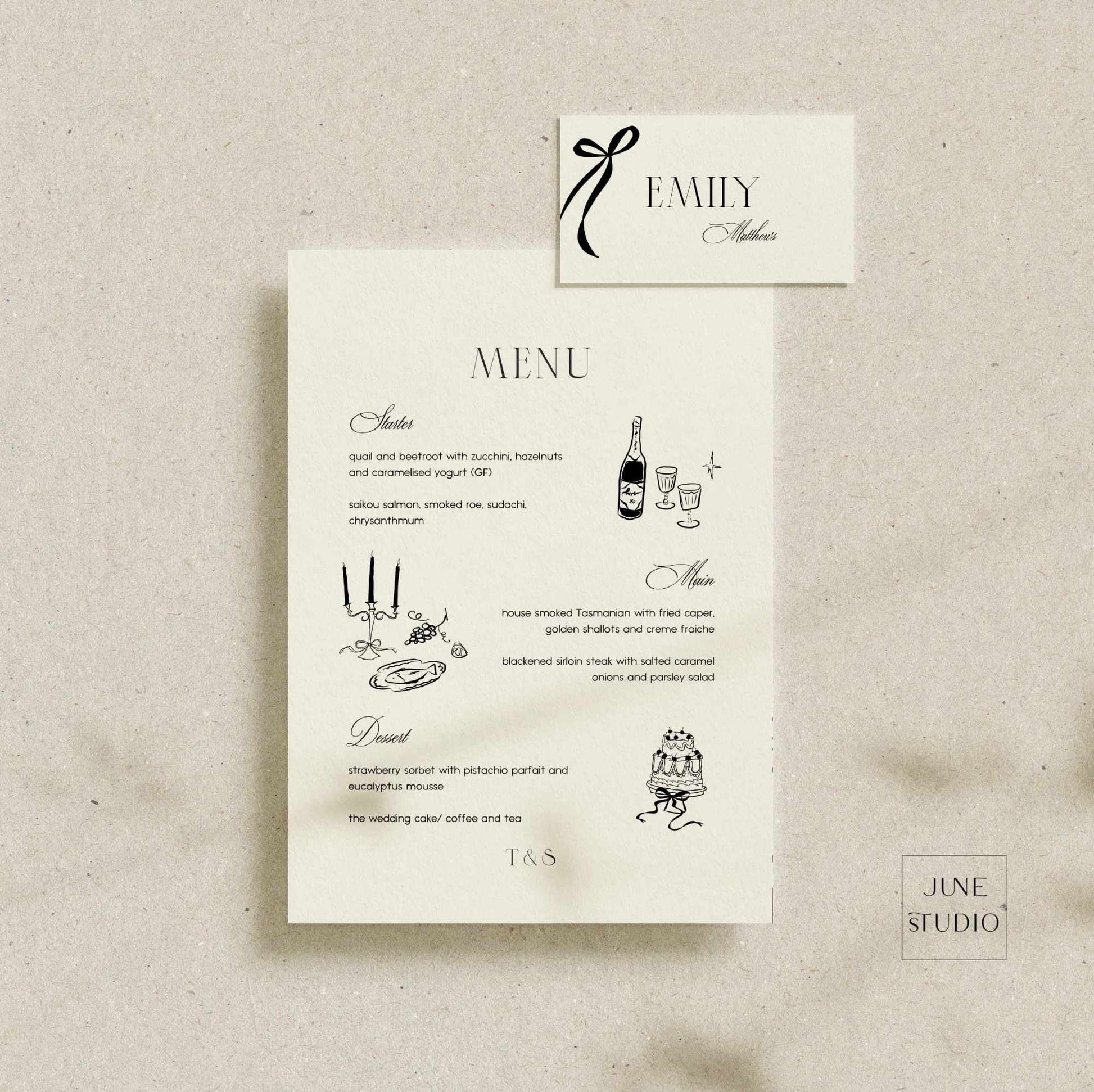 Old_money_Menu_and_Place_Card_set template