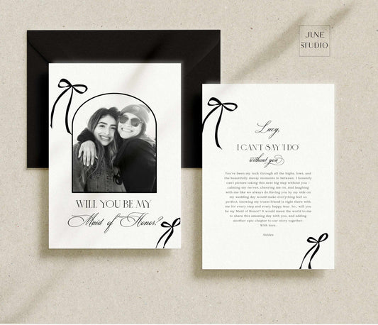 Digital Old Money Photo Bridesmaid Proposal Cards