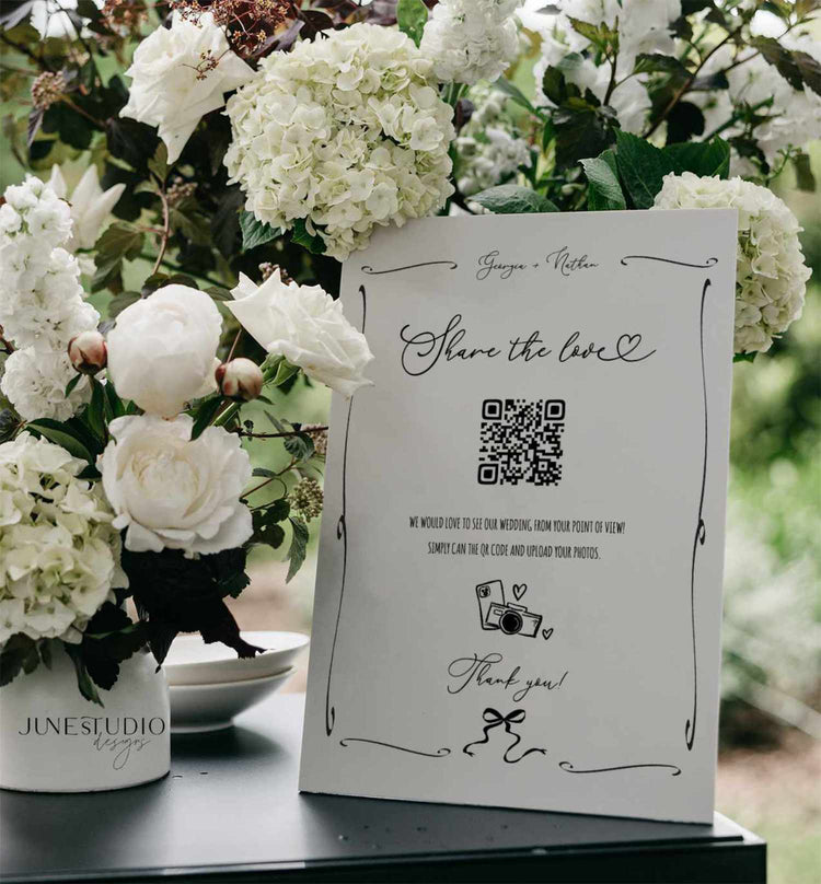 Hand drawn Wedding Photo QR Code Sign Template