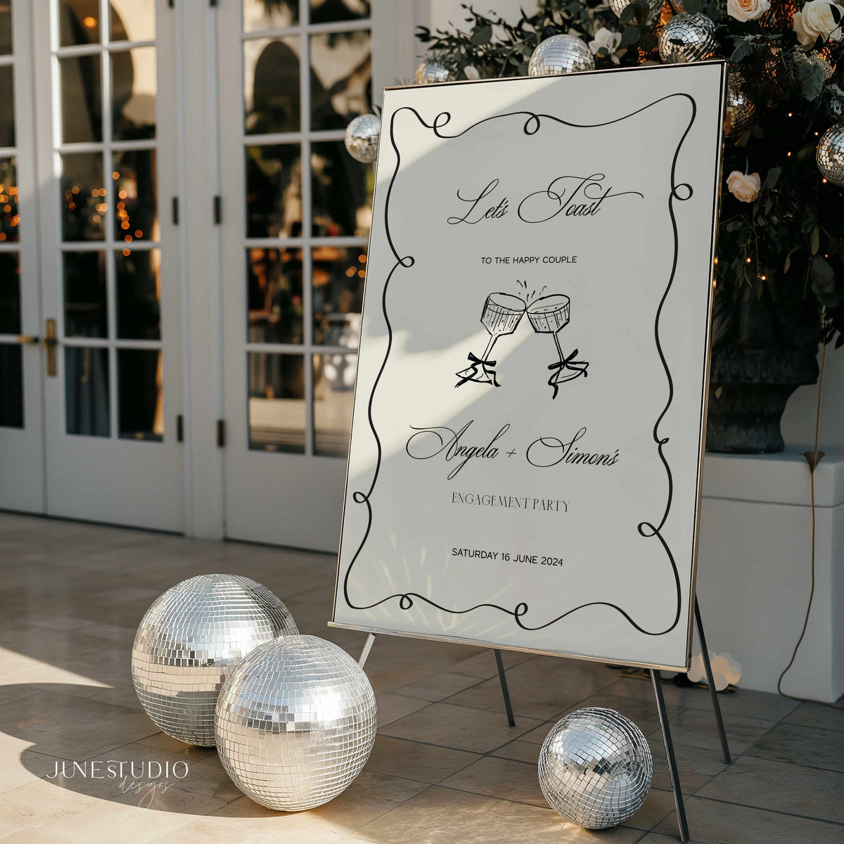 Welcome Partners. Sign Old Money Engagement Welcome Sign Template