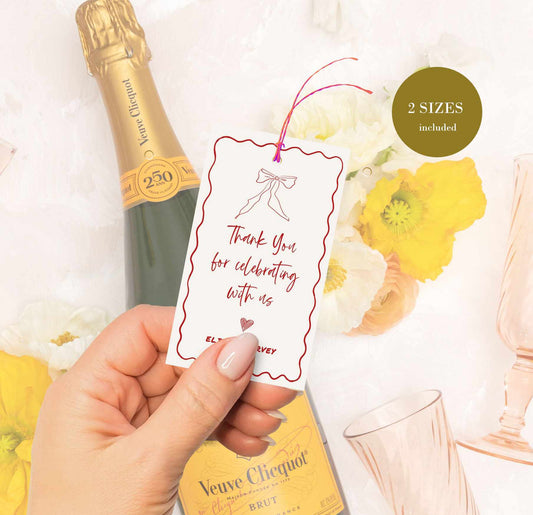 That's Amore Wavy Bow Favor Tag printable Template