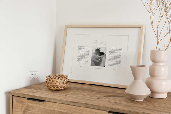 Modern Minimalist Horizontal Wedding Vows Art With Photo Template