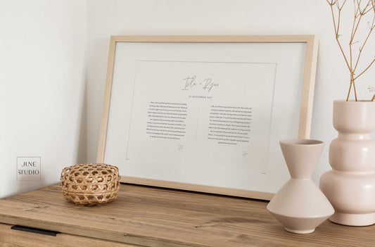 Modern Minimal Wedding Vows Art Landscape Digital Template