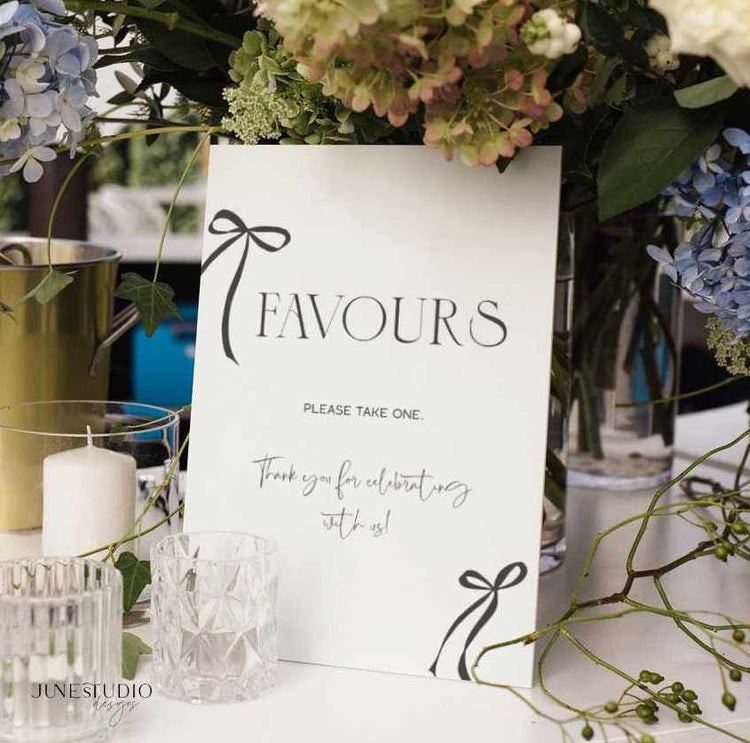 Black Bow Favor Sign Template