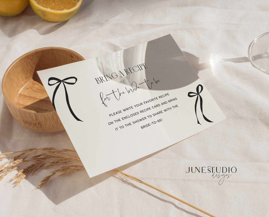 thin ribbon black_bow_Recipe_request card_digital templates June_Studio_Designs
