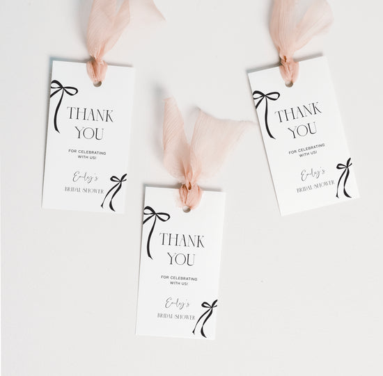 Black Bow Bridal shower Favour Tag digital Template
