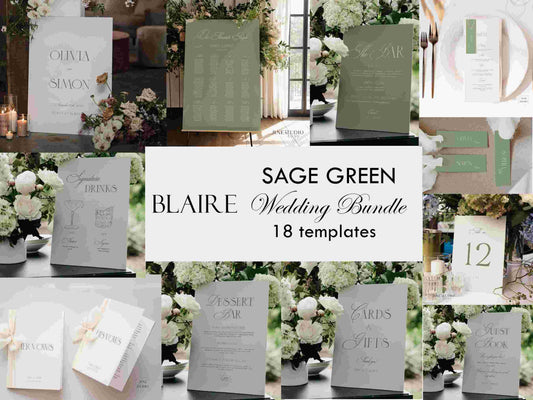 Sage Green Modernist Wedding Bundle Template