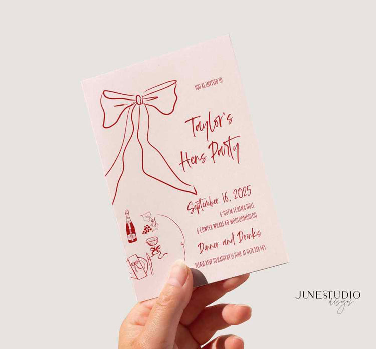 Bow Bridal Shower/ Bachelorette Party Invitation Template