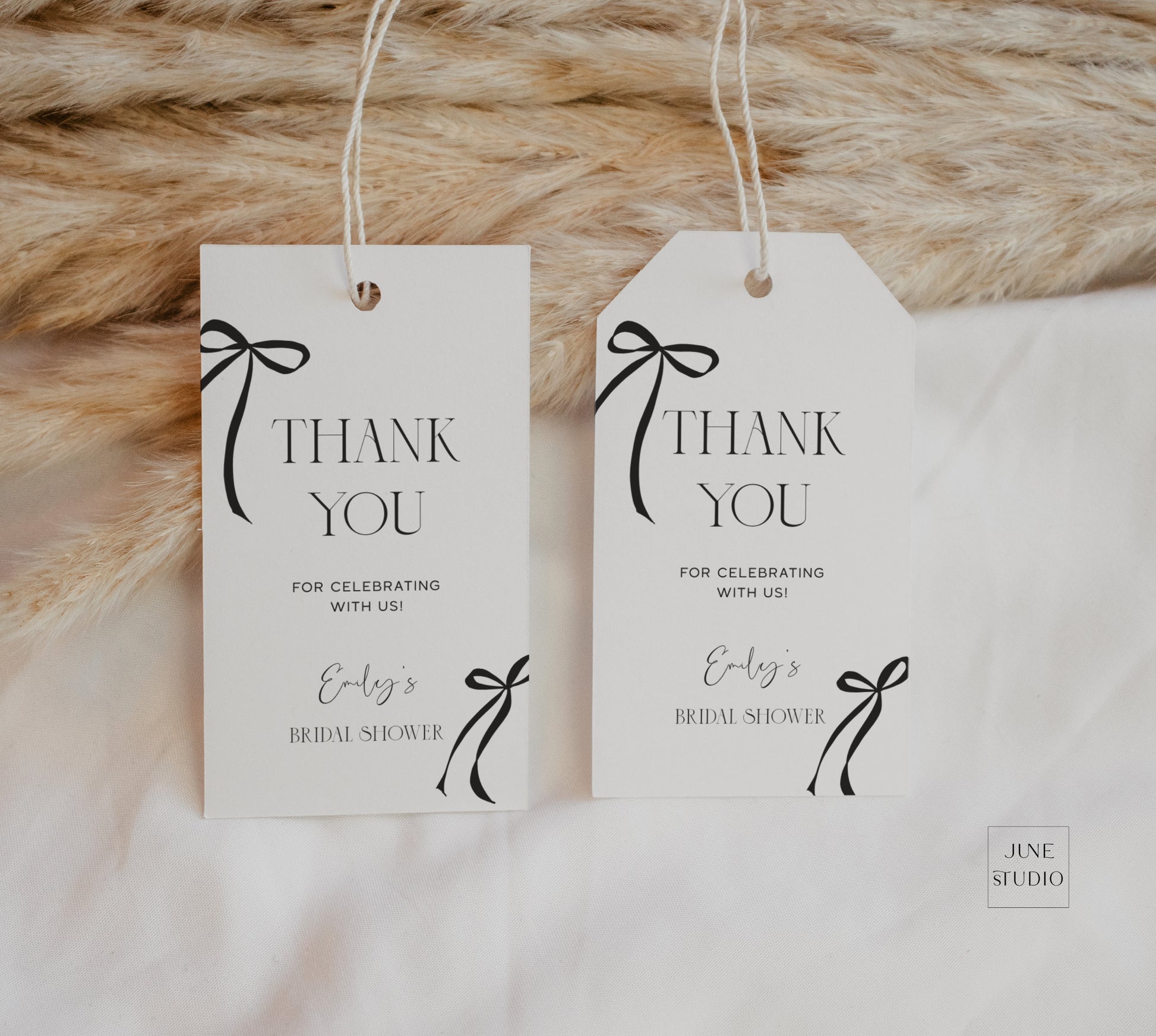 Black Bow birthday Favour Tag printable Template