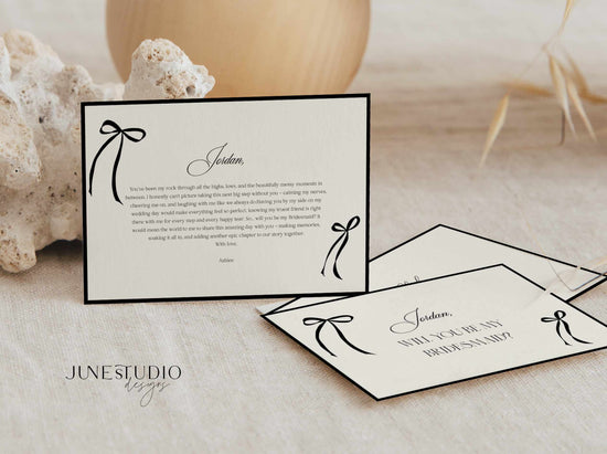 Old Money bow Bridesmaid Proposal Cards printable templates