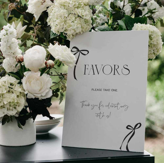 Black Bow Favor Sign Template