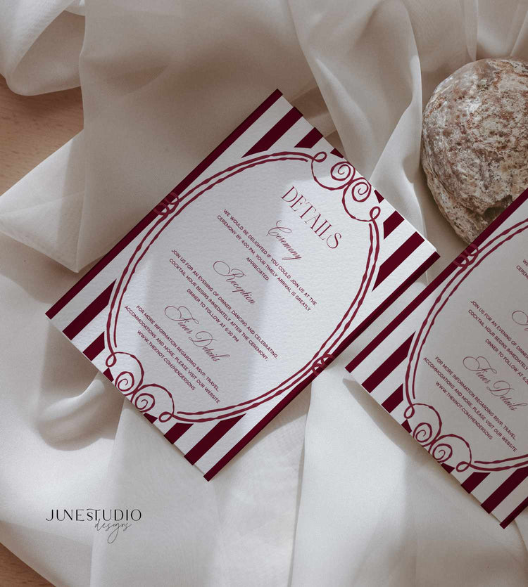 Burgundy Wedding Invitation Suite Templates | Customizable