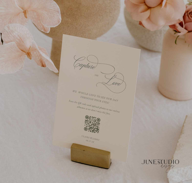 Vintage Green QR Code Photo Sharing Sign Template