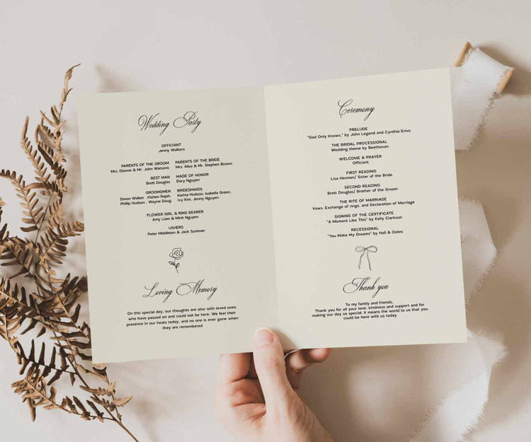 Old Money Church Wedding Program Booklet Template