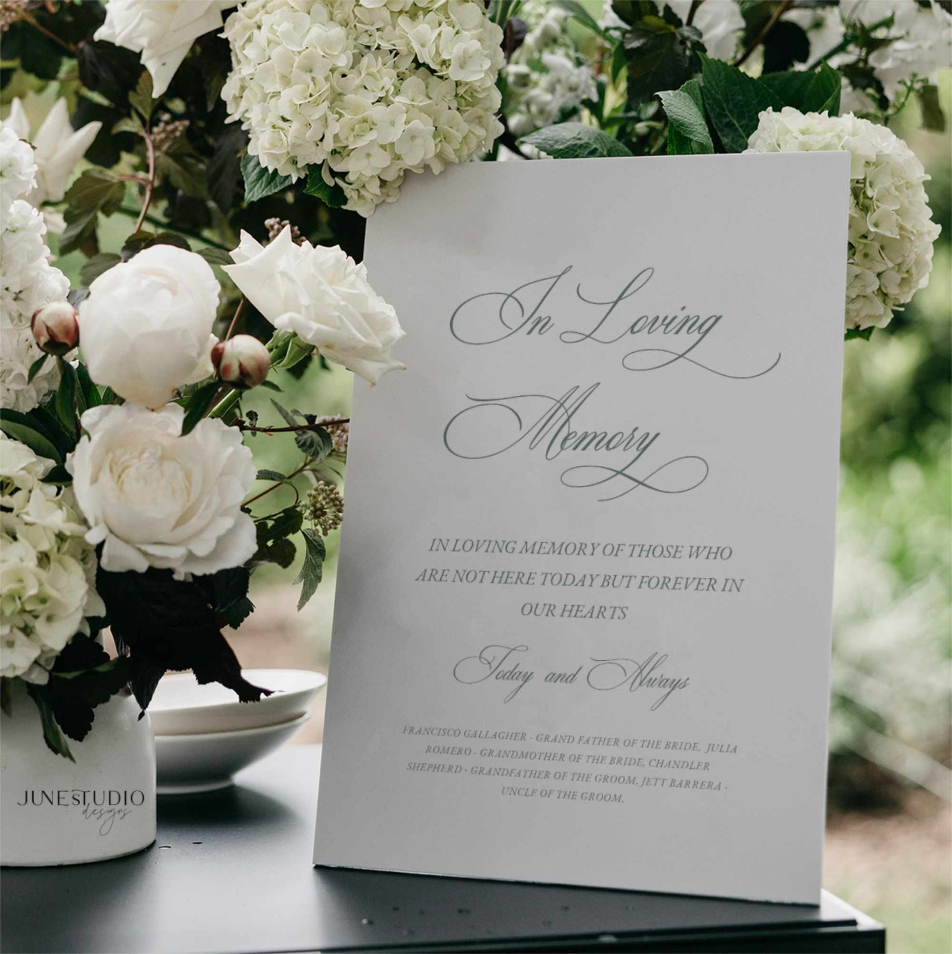 classic Vintage Green In Loving Memory Sign Digital Template