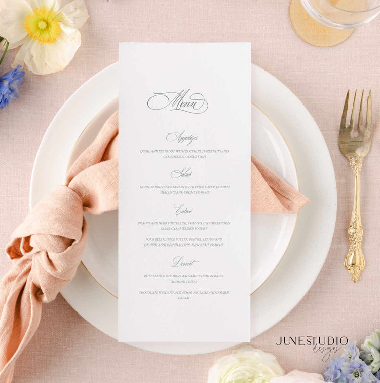 Classic Menu and Table Setting Card Set Template