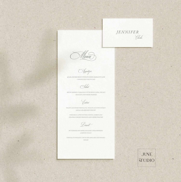 Classic Menu and Table Setting Card Set Template