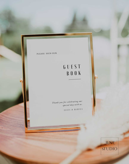 minimal wedding guest book sign digital template