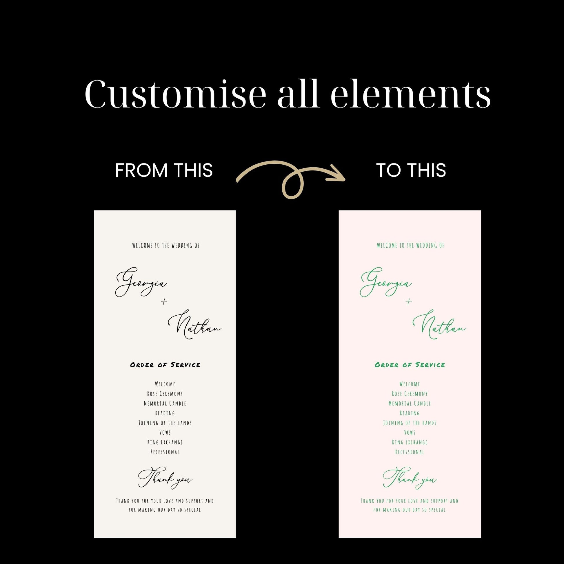 hand drawn wedding program, double side long program, ceremony program, french vintage inspired wedding