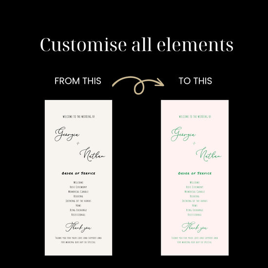 hand drawn wedding program, double side long program, ceremony program, french vintage inspired wedding