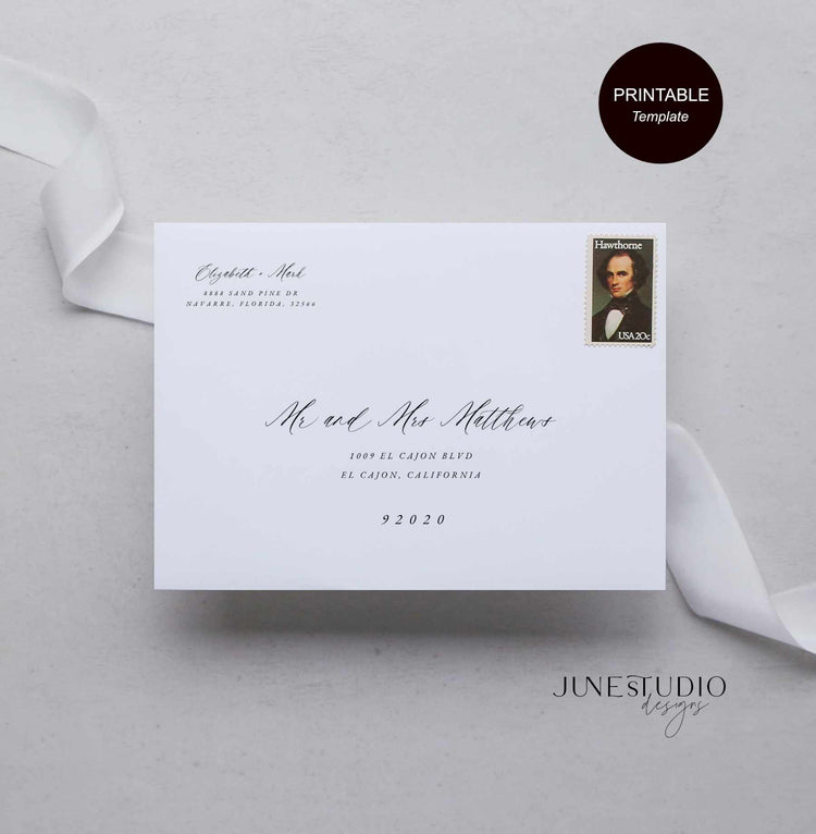 Wedding Envelope Address Template | Elegant Calligraphy