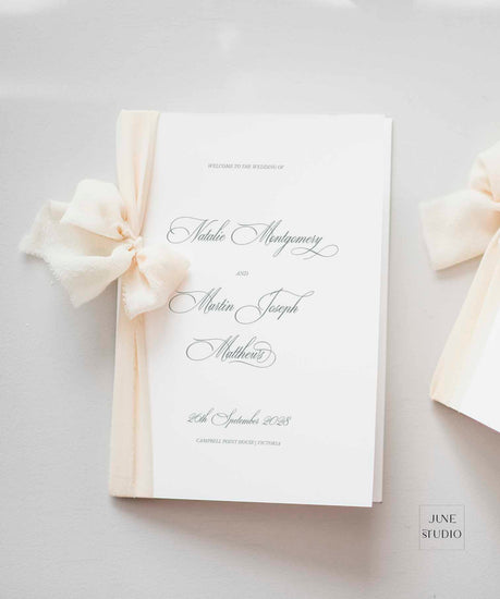 classic calligraphy wedding religious program booklet printable template