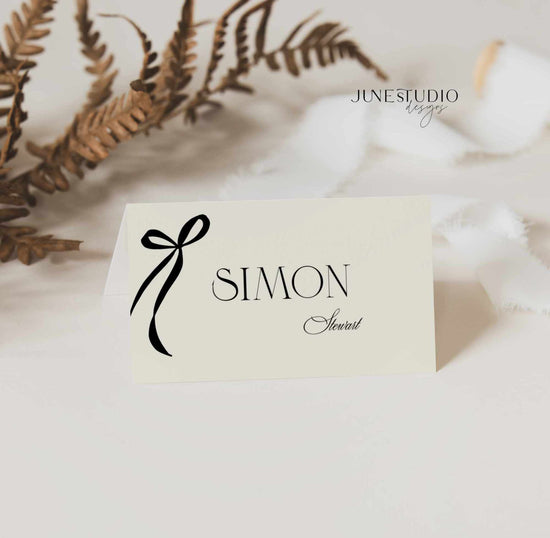 old money hand_drawn_bow_folded_place_card_template