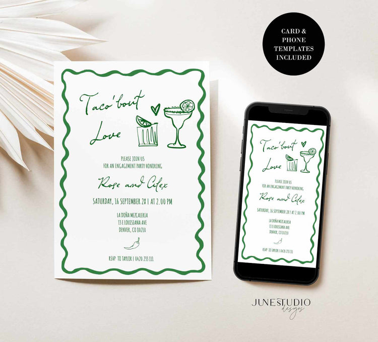 Taco Theme Bridal Couple Shower Invitation Template