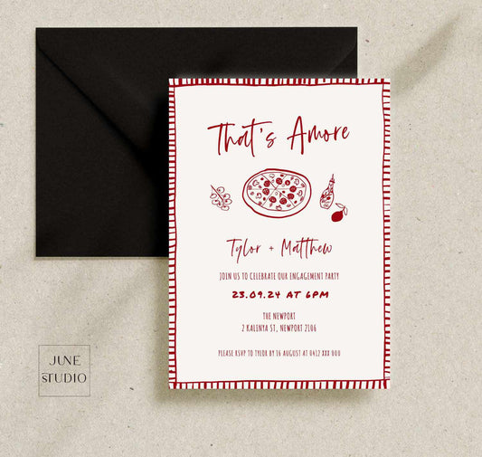 That's Amore Hand drawn Engagement Invitation Template